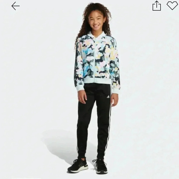 GUC Adidas XL size 16 girls 3-stripe jacket in a fun colorful camo. Athletic - Picture 2 of 16